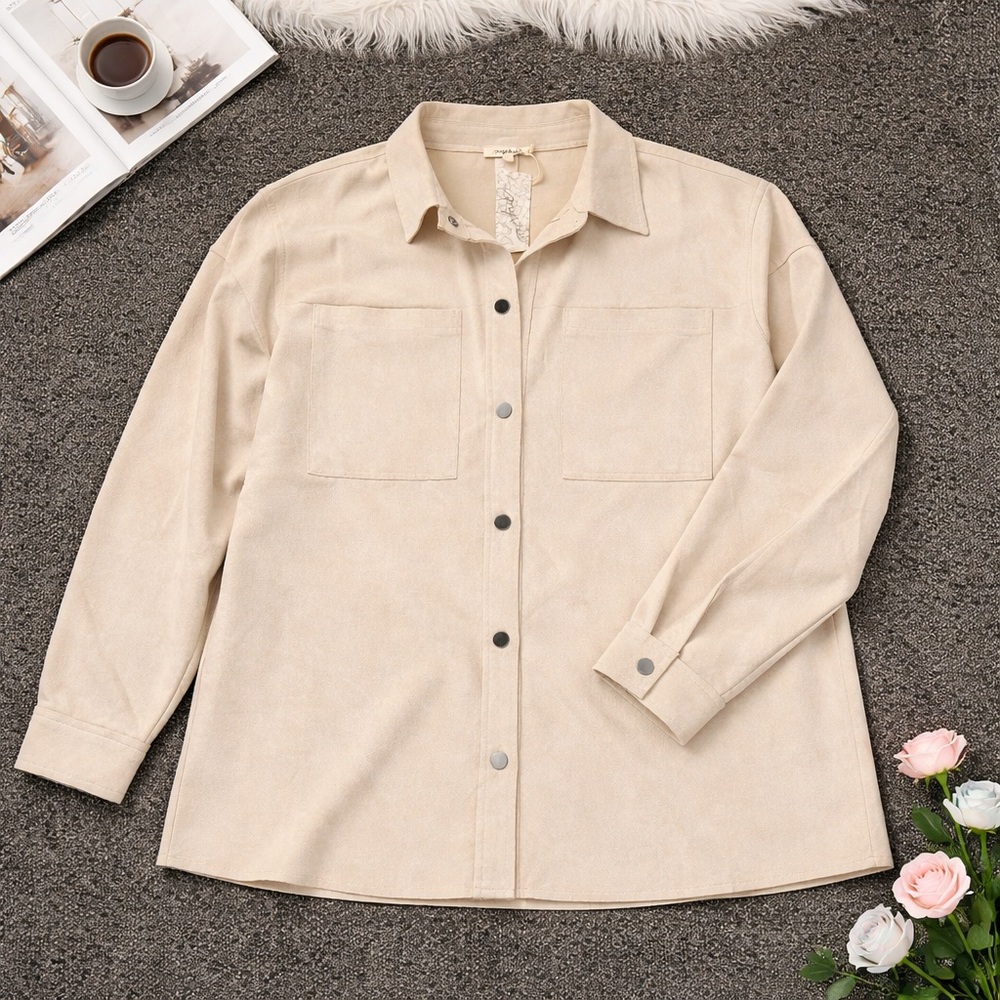 Mystree Beige Button-Down Shacket NWT - image 3